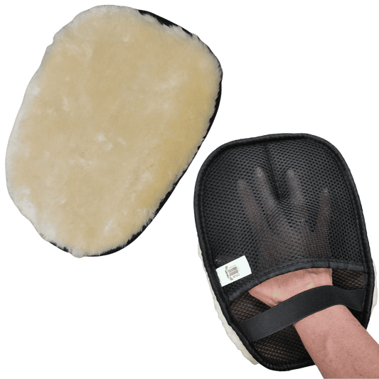 Deck Devil deluxe and basic polish mitts for cleaning NZ using the best wool fiber
