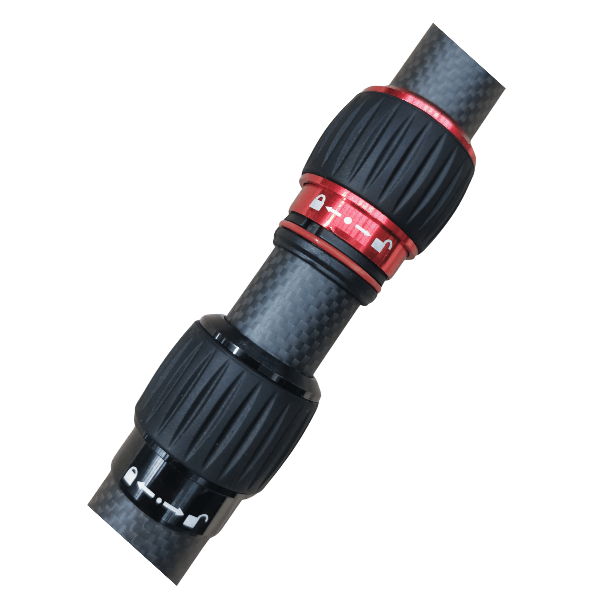 deck devil twin lock red set fitted on a carbon poles to lock the pole when extra pressure is applied